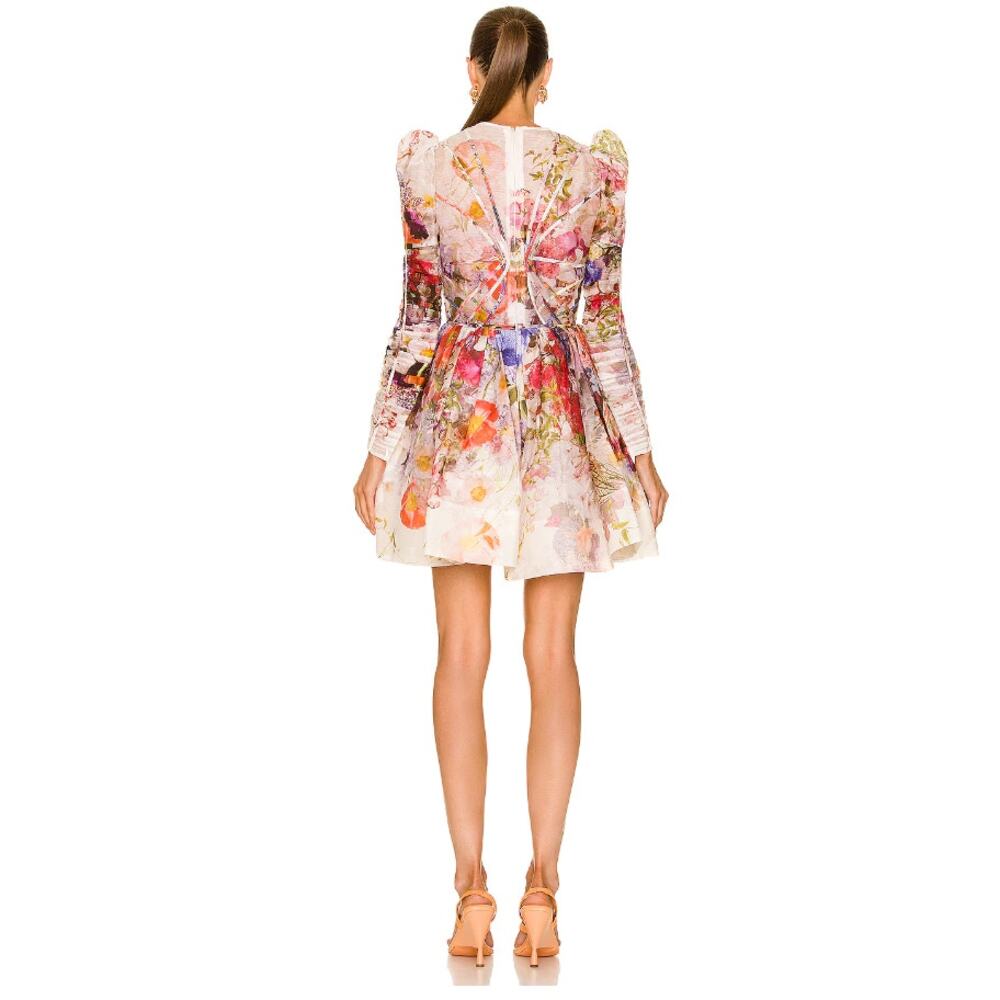 Zimmermann Dress 2 Prima Paneled Floral Silk Linen Organza Mini Romantic Luxury - Picture 6 of 16
